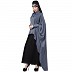 Designer Shirt style Kaftan with inner abaya-Grey-Black